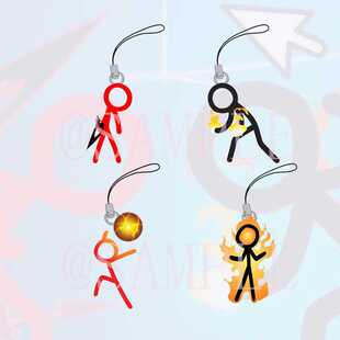 Alan Becker火柴人天选之子vs黑暗领主手机链书包钥匙挂件挂绳