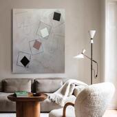 饰画玄关 客厅侘寂风油画挂画餐厅装 HW.piant原创手绘 星云日记