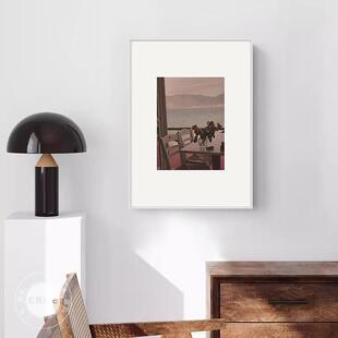港湾中古风景摄影装饰画简约文艺高级感挂画北欧小众复古餐厅墙画