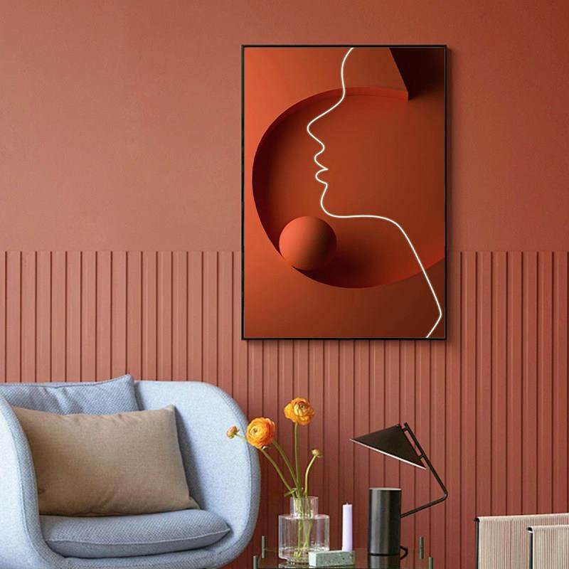 现代简约轻奢北欧线条人物装饰画立体感高档大气客厅背景墙落地画,家居饰品,现代装饰画,淘宝优惠券,粉丝福利购,淘宝优惠卷