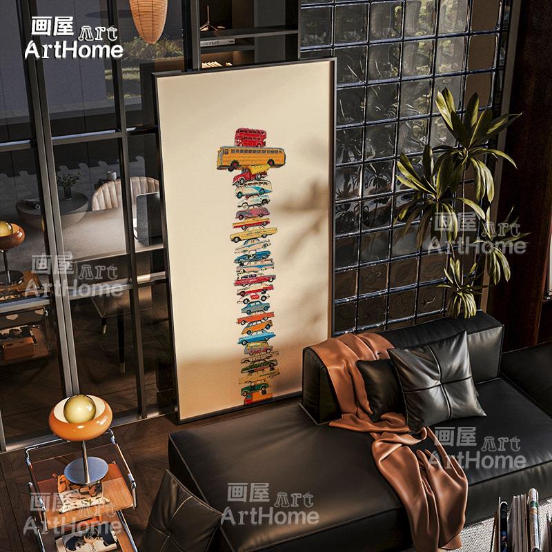 法式中古风挂画艺术宜家小汽车卧室装饰画客厅玄关走廊过道壁画图片