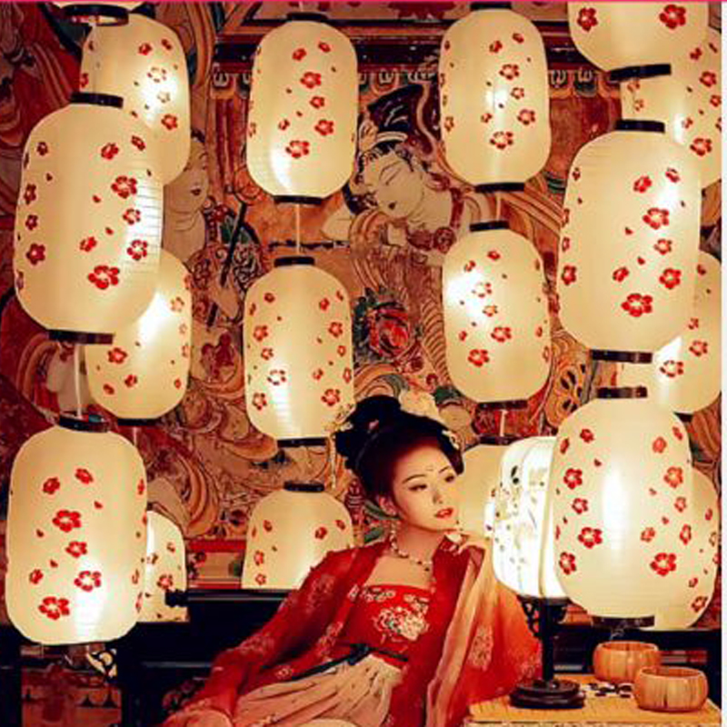 中式浪漫樱花广告彩色定制影视道具大唐花折叠室内户外绸缎灯笼-封面