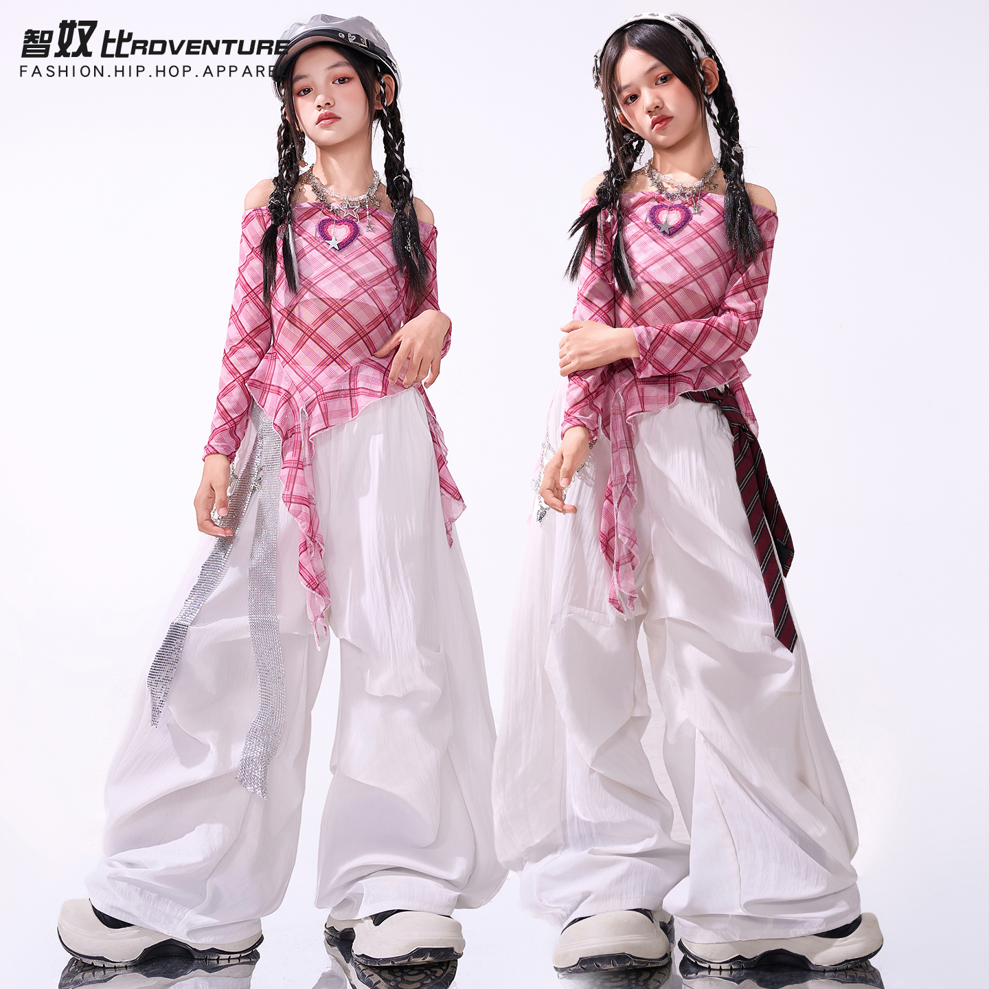 女童爵士舞服装潮酷时髦模特粉色