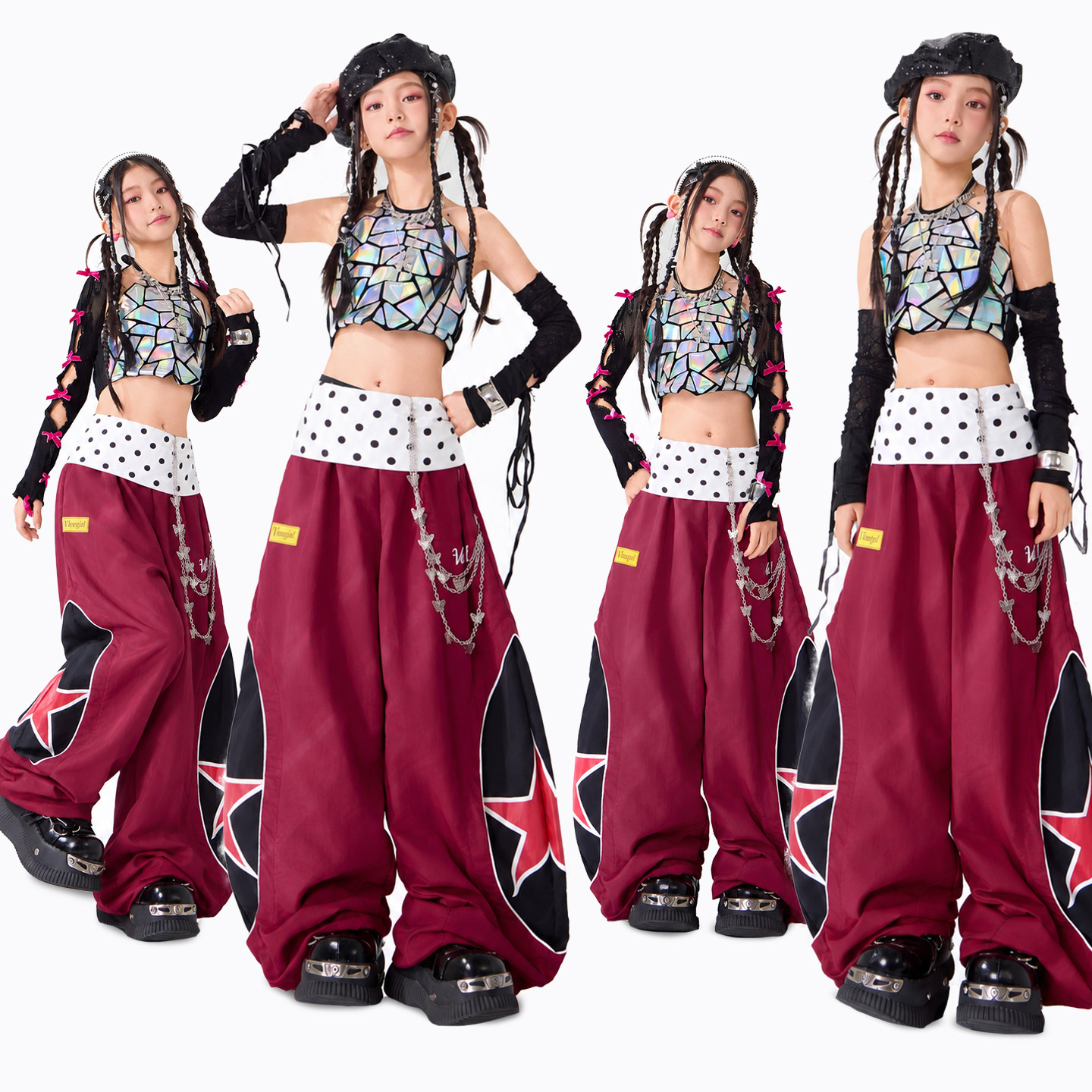 儿童爵士舞服装女童舞蹈套装