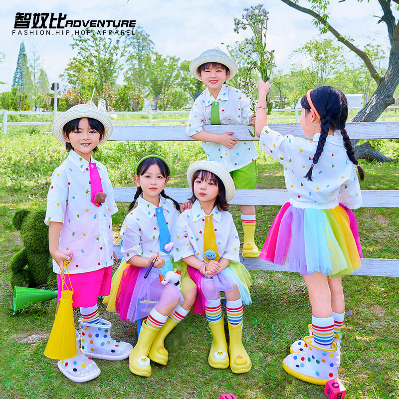 六一儿童表演服装白色衬衫幼儿园