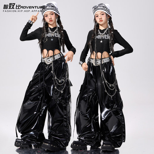 爵士舞女童服装黑色潮酷时髦jazz