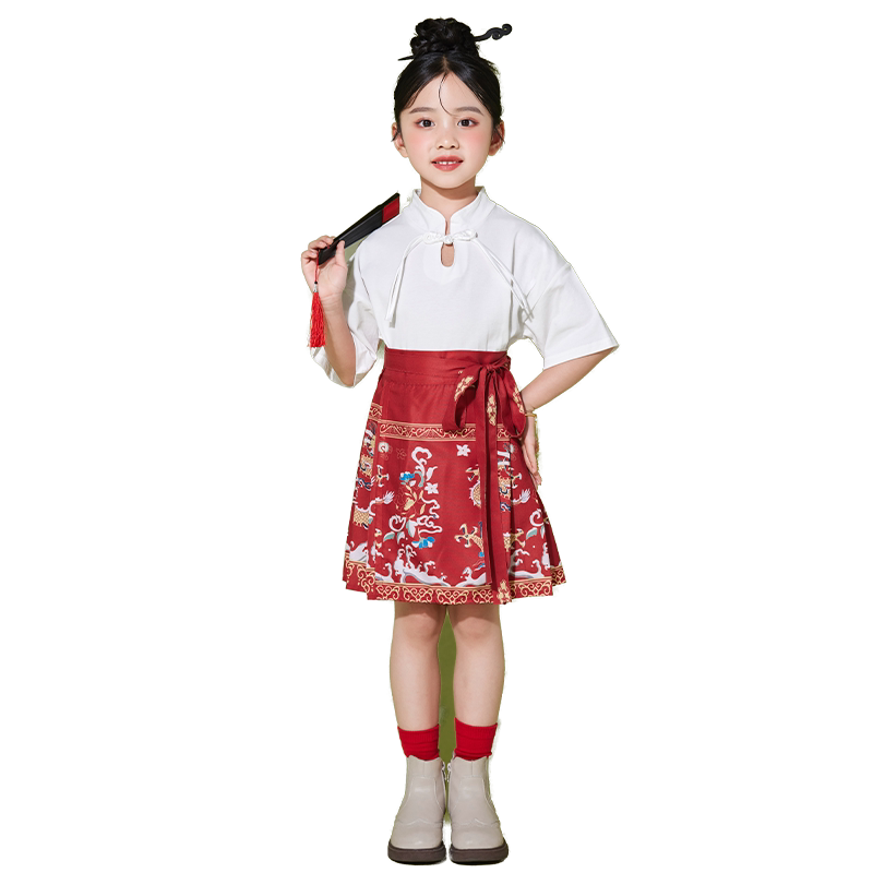 马面裙啦啦操演出服中国风小学生