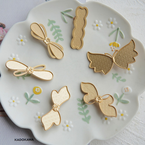 宋锦蓝染刺绣新中式底托包布螺钿点翠各种蝴蝶结发夹边夹哑金