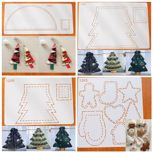 软模板画图可反复用描图圣诞树束口袋抽口绳模板包包图纸