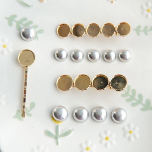 晗颖手工宋锦蓝染布手染布刺绣布圈圈鸭嘴夹边夹合金饰品底托配件