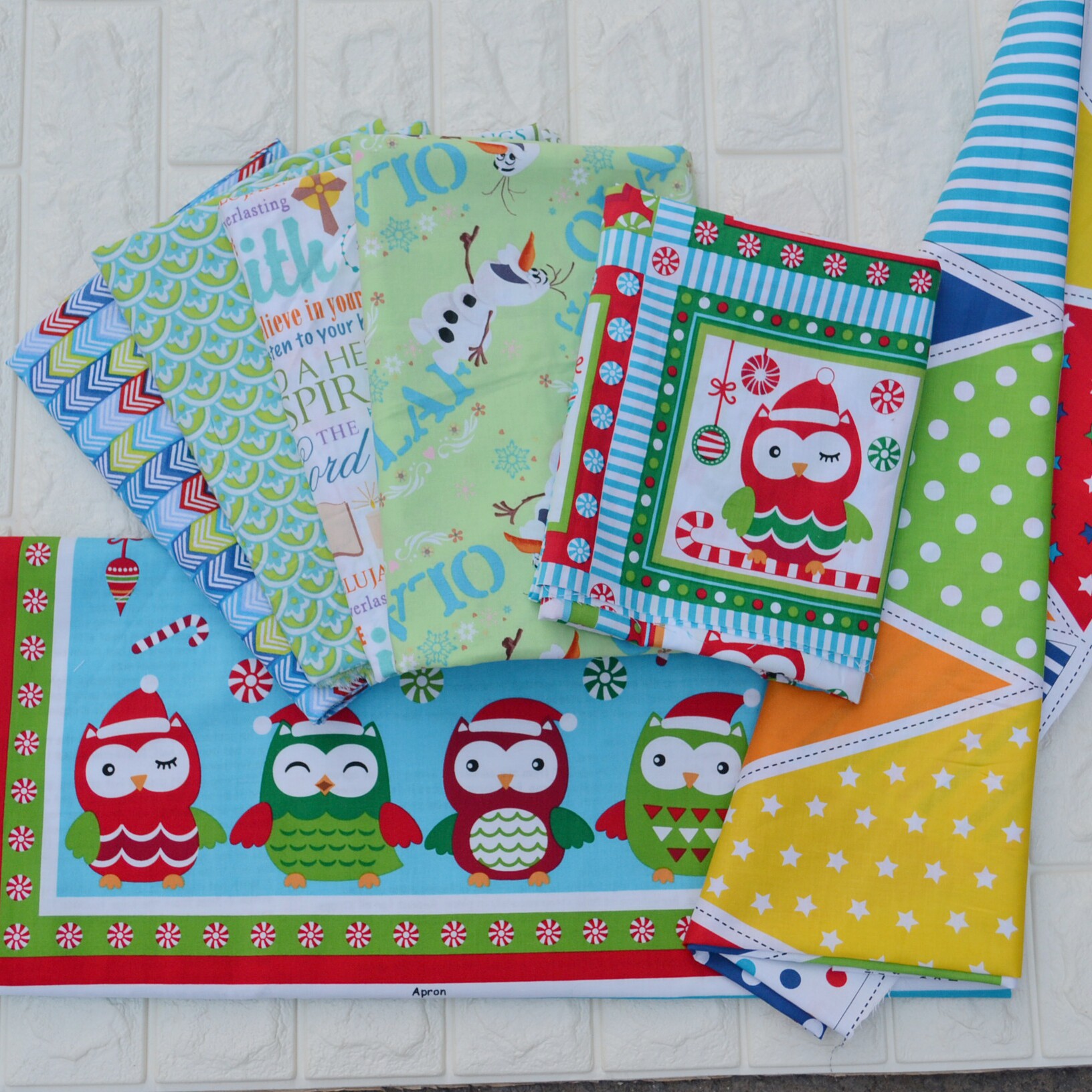 8折 晗颖手工diy拼布棉布 圣诞布料围裙布书雪人 幅宽：110cm