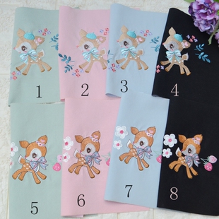 6折手工diy刺绣布料先染野木棉绣片口金包 服装刺绣图案哈尼鹿