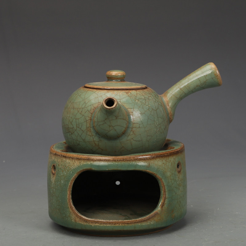 宋瓷收藏龙泉窑翠青釉茶炉古董古玩包老瓷器旧货老货收藏摆件
