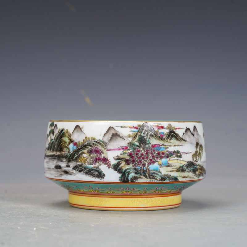 清雍正瓷器珐琅彩山水洗仿古瓷器古董古玩明清老瓷器旧货收藏