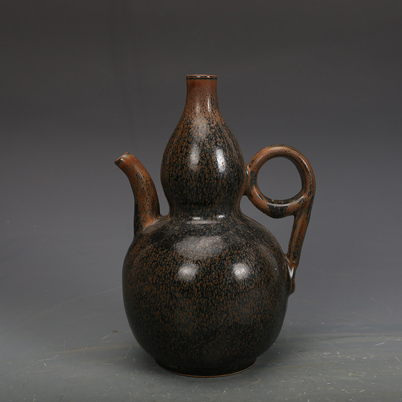 宋瓷收藏磁州窑黑釉葫芦执壶古董古玩旧货老货收藏摆件