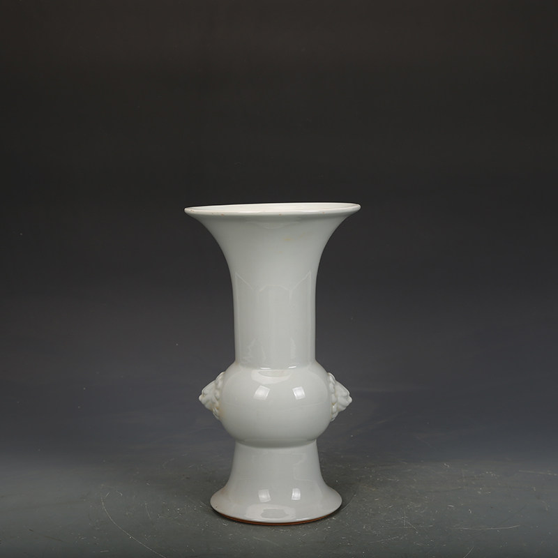 元代瓷器甜白釉花卉纹花觚瓶古董古玩明清老瓷器旧货收藏摆件