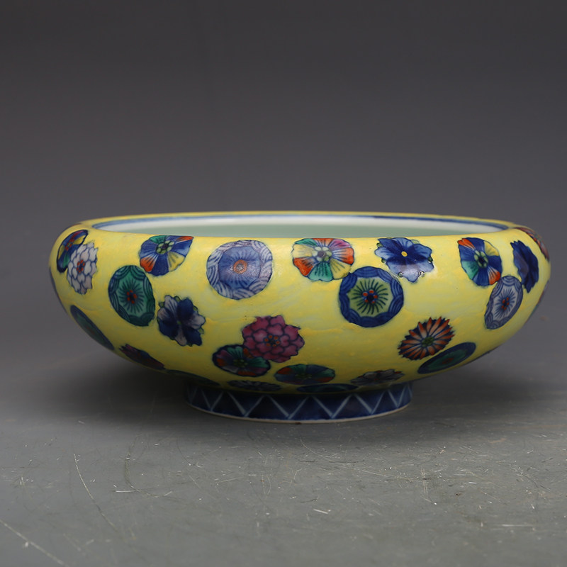 清雍正瓷器粉彩皮球花水盂古董古玩明清老瓷器旧货老货收藏摆件