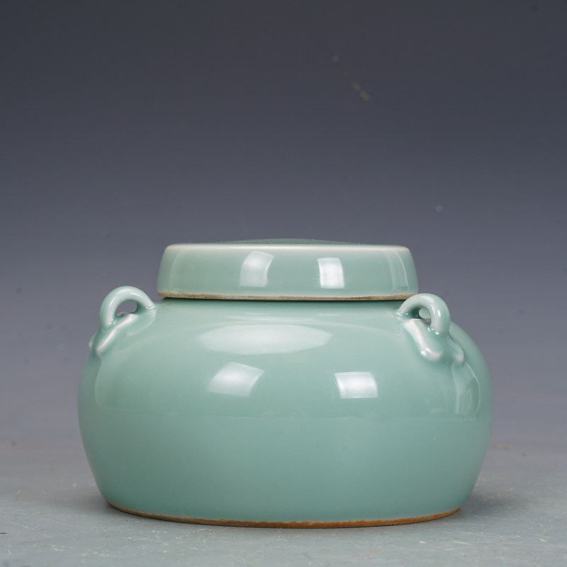 明永乐瓷器粉青釉三系盖罐仿古瓷器古董古玩明清老瓷器旧货收藏