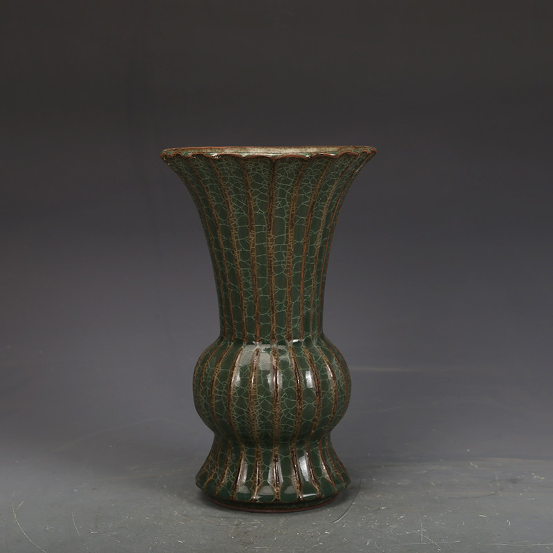 宋瓷收藏溪口官窑花觚瓶古董古玩五大名窑旧货老货收藏摆件