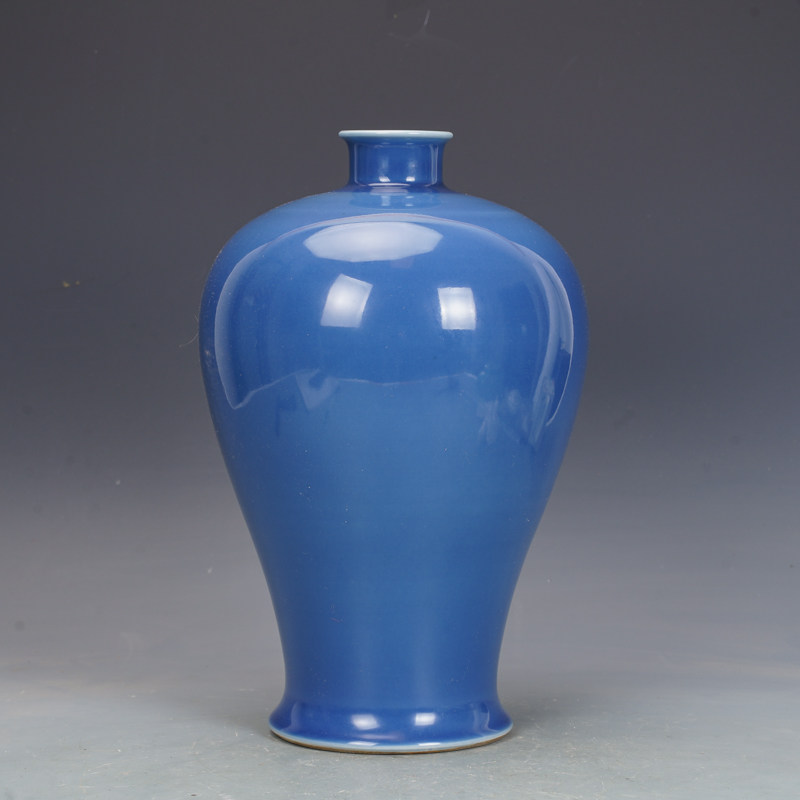清康熙瓷器蓝釉梅瓶仿古瓷器古董古玩明清老瓷器旧货老货收藏