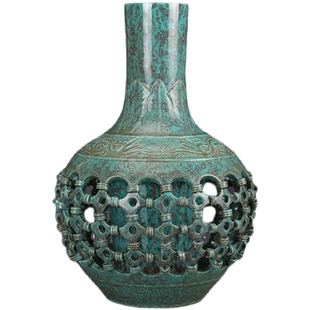 清乾隆瓷器炉钧釉镂空天球瓶仿古瓷器古董古玩明清老瓷器收藏品