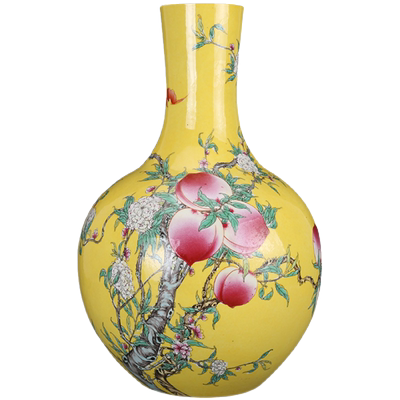 雍正粉彩九桃天球瓶真品仿古瓷器