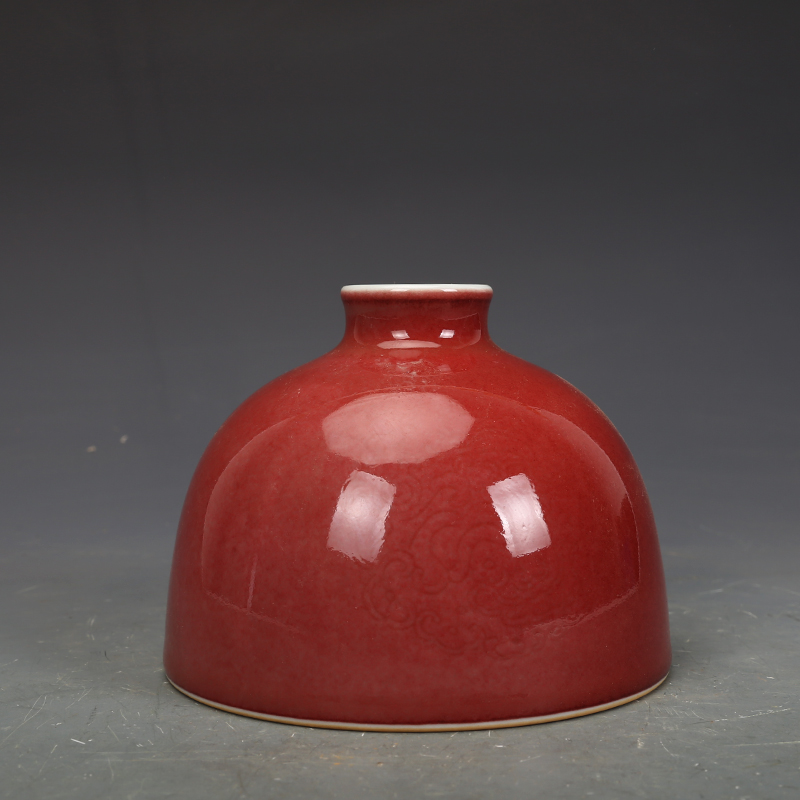 清康熙豇豆红马蹄水盂古董古玩收藏品仿古瓷器老物件瓷器摆件