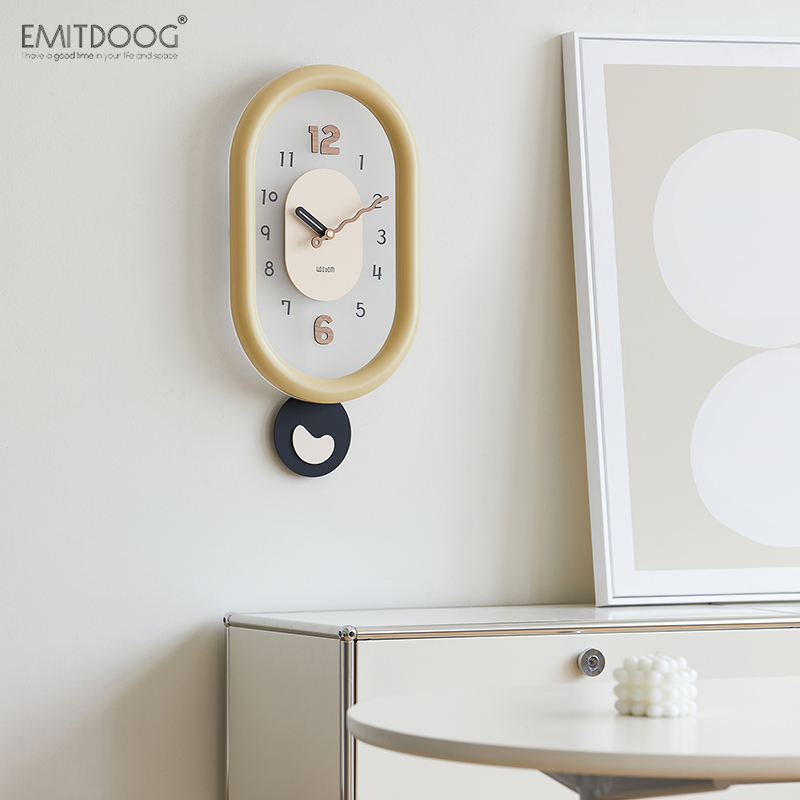 EMITDOOG2024新款网红钟表挂钟客厅现代简约装饰餐厅艺术摇摆时钟