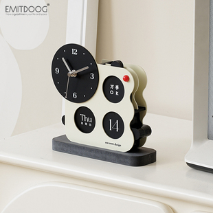 EMITDOOG创意时钟摆件入户玄关摆台式钟表客厅桌面日历装饰礼物