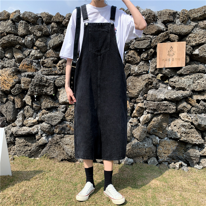 2020春秋新款宽松大码胖mm中长款显瘦遮肉减龄牛仔背带裙子女学生|msdalam kategori Butik wanita / wanita, skirt - dari Buy2taobao.com untuk memberikan perkhidmatan ejen Taobao profesional membeli