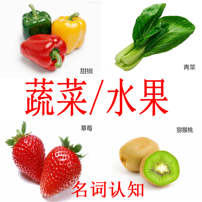 儿童认知卡水果 蔬菜类有图识字名词卡片 aba训练卡 实操教具教材