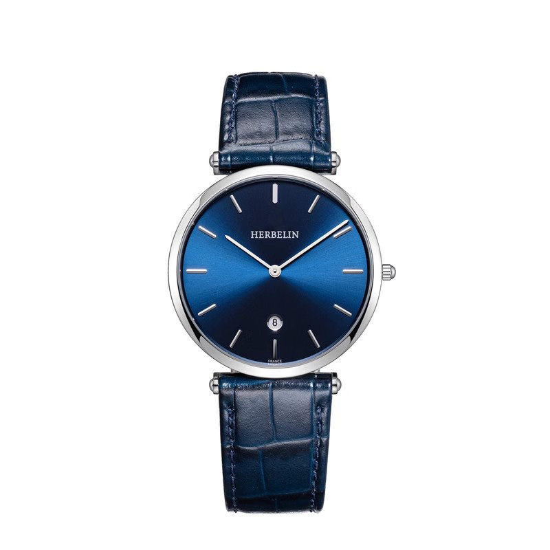 法国赫柏林herbelin 男士石英表时尚手表百搭真皮男表19406/15bl