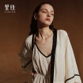 真丝系带套装 里性 真丝性感睡衣睡裤 MIO泡泡 可外穿睡袍 LIVARY