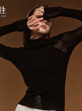 里性 LIVARY MIO 【明星同款】流光绵羊毛衫半领微透针织保暖上衣