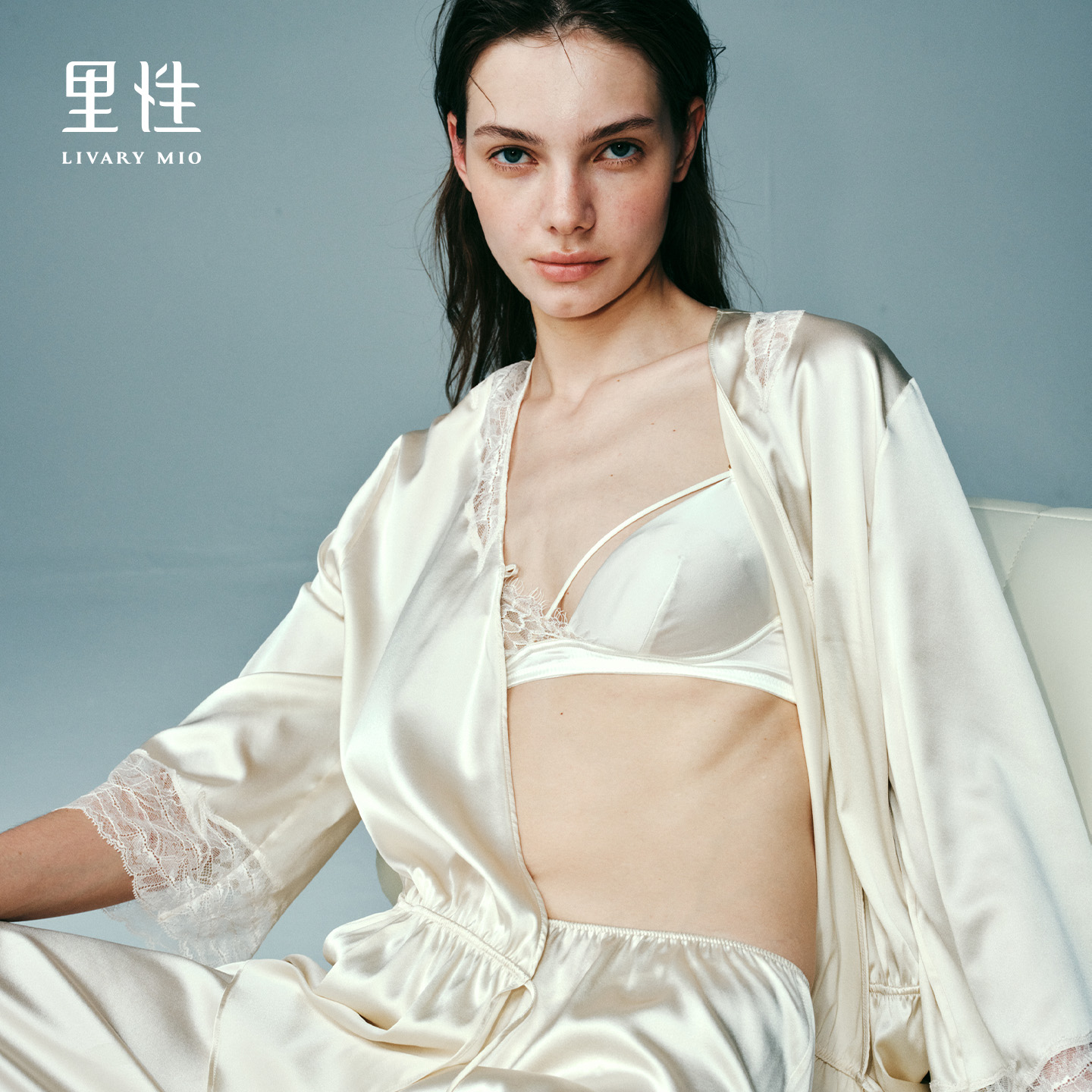 Livary Mio/里性念念 memory 真丝蕾丝系带式可外穿女家居服套装