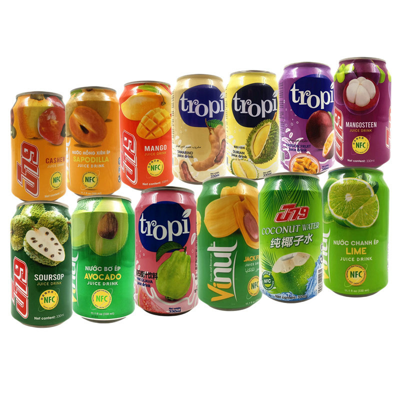 6罐装越南进口多口味百香果汁大全 纯椰子水山竹混合水果饮品饮料