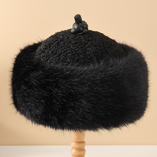 仿狐狸毛帽子王爷贝勒皇帝卡拉羊羔冬季加厚保暖护耳皮草满族帽子