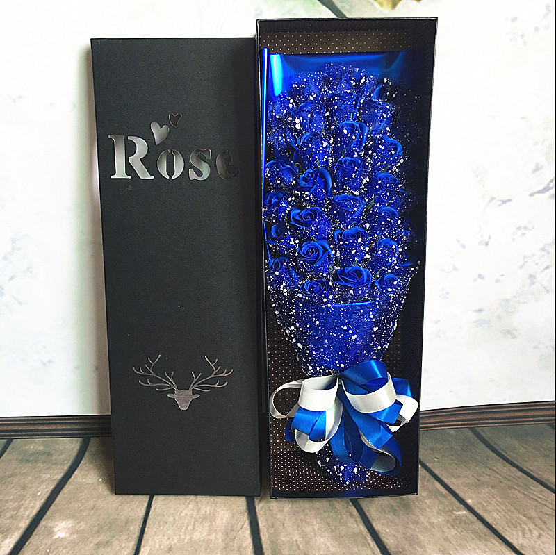 青岛七夕节礼物创意礼品33朵包纱玫瑰香皂花礼盒花束情人节包邮