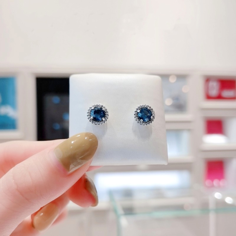 P.AM闪亮蓝钻耳钉圆形