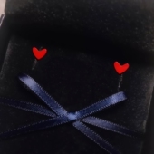 日本AH 轻奢爱心心形耳环简约气质潮流 小红心耳钉女纯银镀黄金色