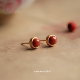 18K金南红玛瑙耳钉 复古纯银朱砂红豆耳环本命年圣诞礼物 女新中式