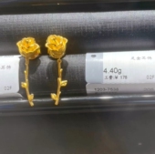 调太幅 耳钉礼物 女纯银镀18K黄金耳吊时尚 浪漫复古 玫瑰花耳环