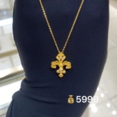 传世金1855鸢尾花项链 女纯银镀18K金皇冠镂空花丝镶钻锁骨链礼物