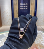 钻石蜂窝锁骨链小红人 蜂巢小蛮腰项链女纯银镀玫瑰金 love