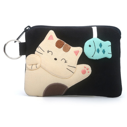 Kine猫布艺女卡通可爱零钱包卡包