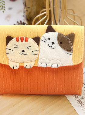 秒杀！kine猫 纯棉布艺拼布可爱卡通零钱包卡包迷你证件包女