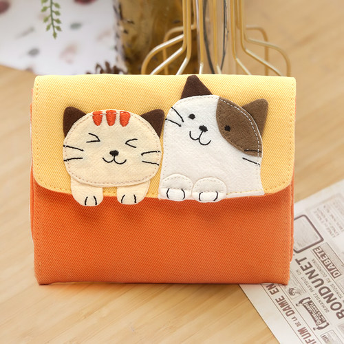 kine猫卡通拼布零钱包布包女