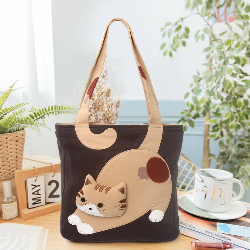 原装进口Kine猫 立体奔跑猫单肩包卡通可爱棉布手提包上班通勤女