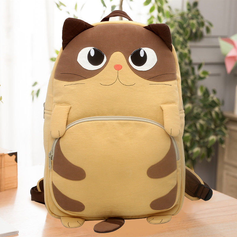 日本设计Kine猫纯棉可爱立体撞色时尚百搭学生书包双肩包后背包女
