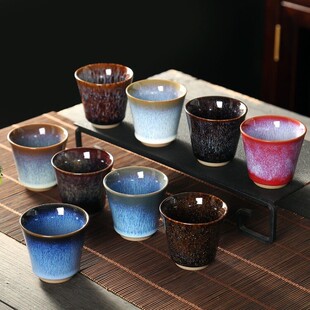 酒店客房茶具窑变建盏茶盏茶杯酒杯陶瓷主人杯 大容量陶瓷杯